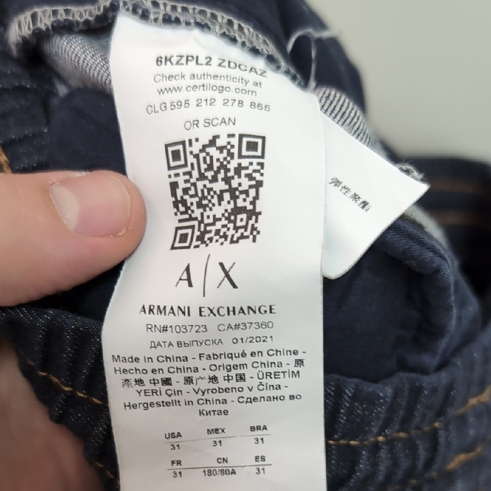 Armani Exchange Men's Dark Blue Cargo Joggers with Utility Pockets - Picture 3 of 6